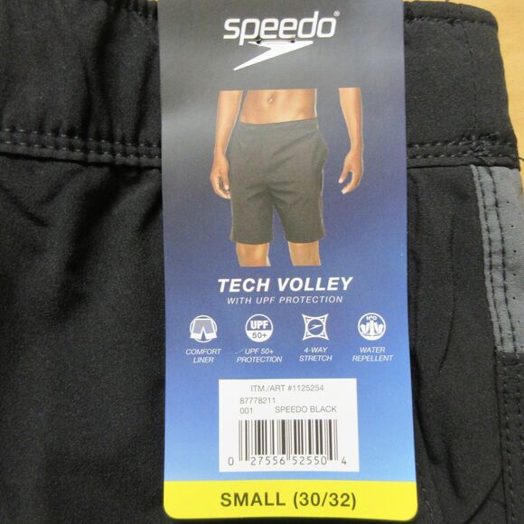 SPEEDO Tech Volley Swim Shorts Sz S (30-32) Black Grey Swim Trunks Swimsuit NWT - Picture 5 of 11